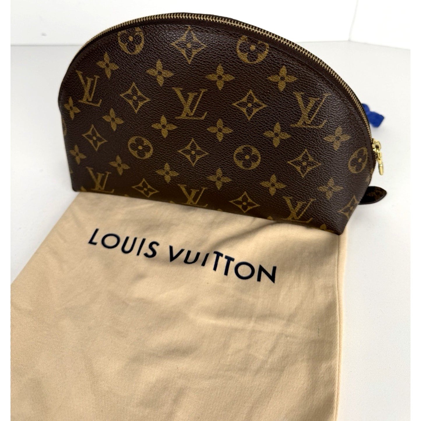 Louis Vuitton Monogram Trousse Demi Ronde Cosmetic Pouch Bag in Brown S07
