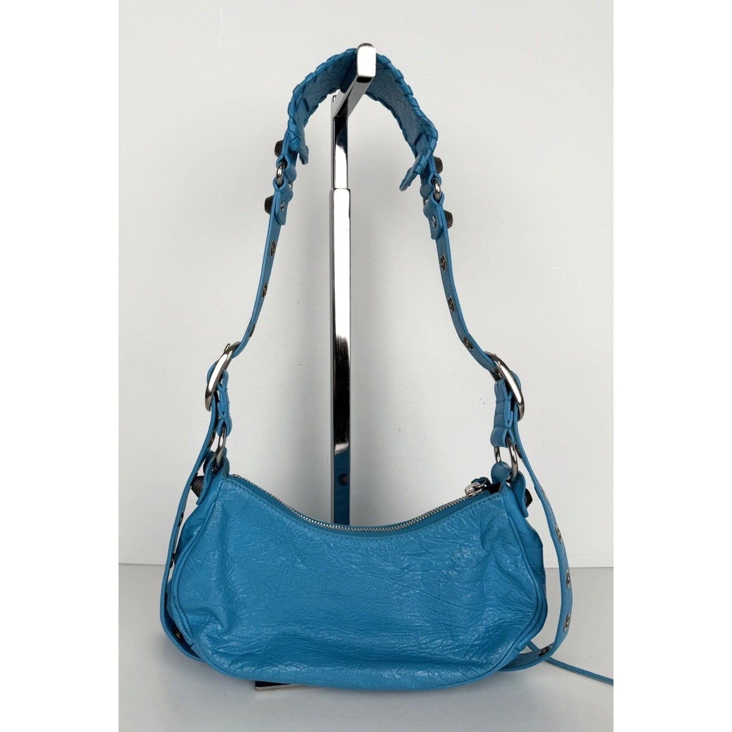 Balenciaga Le Cagole Shoulder Bag XS in Bright Cyan Blue Leather S-01