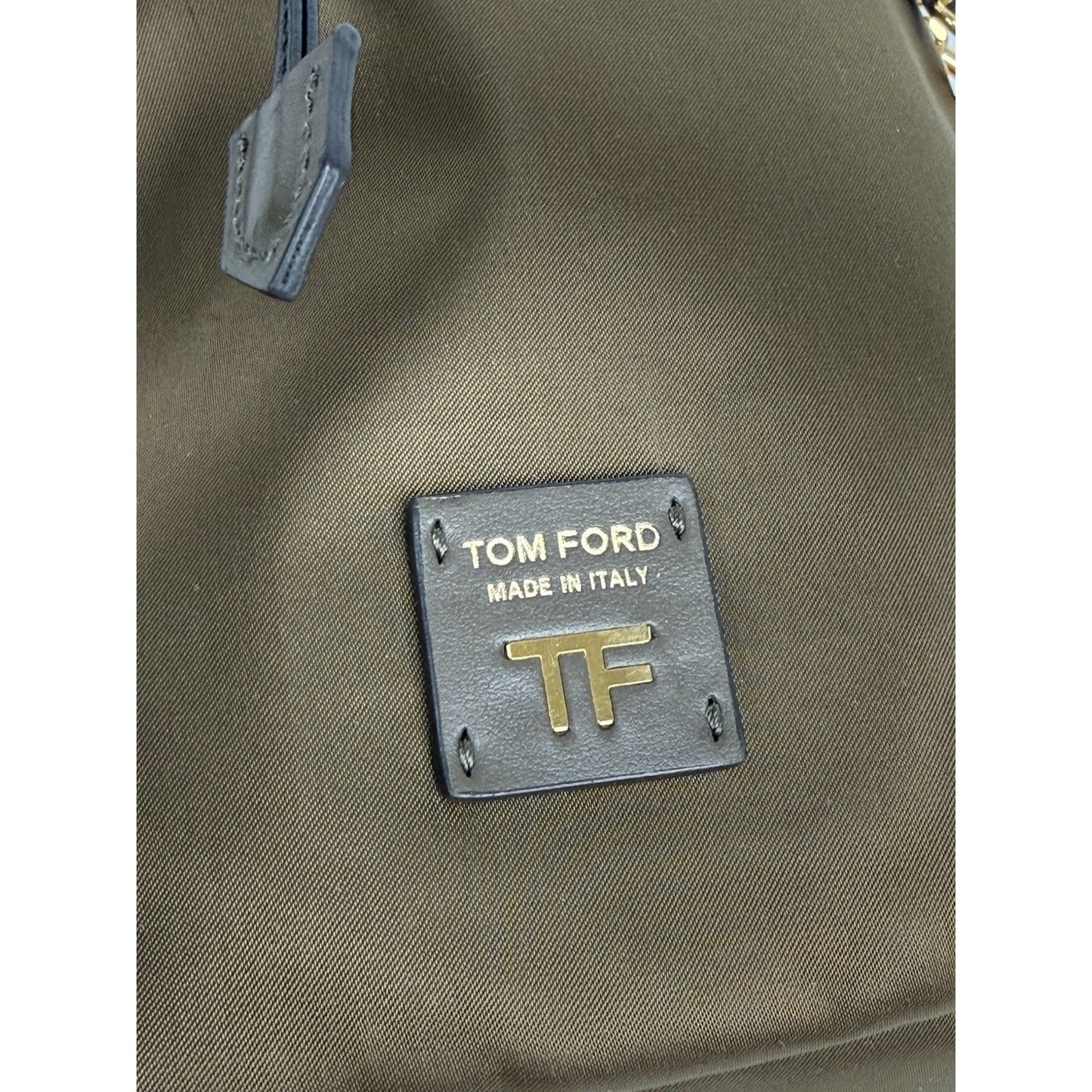 Tom Ford Small Disco Bucket Bag Nylon Khaki Green with Gold Hardware