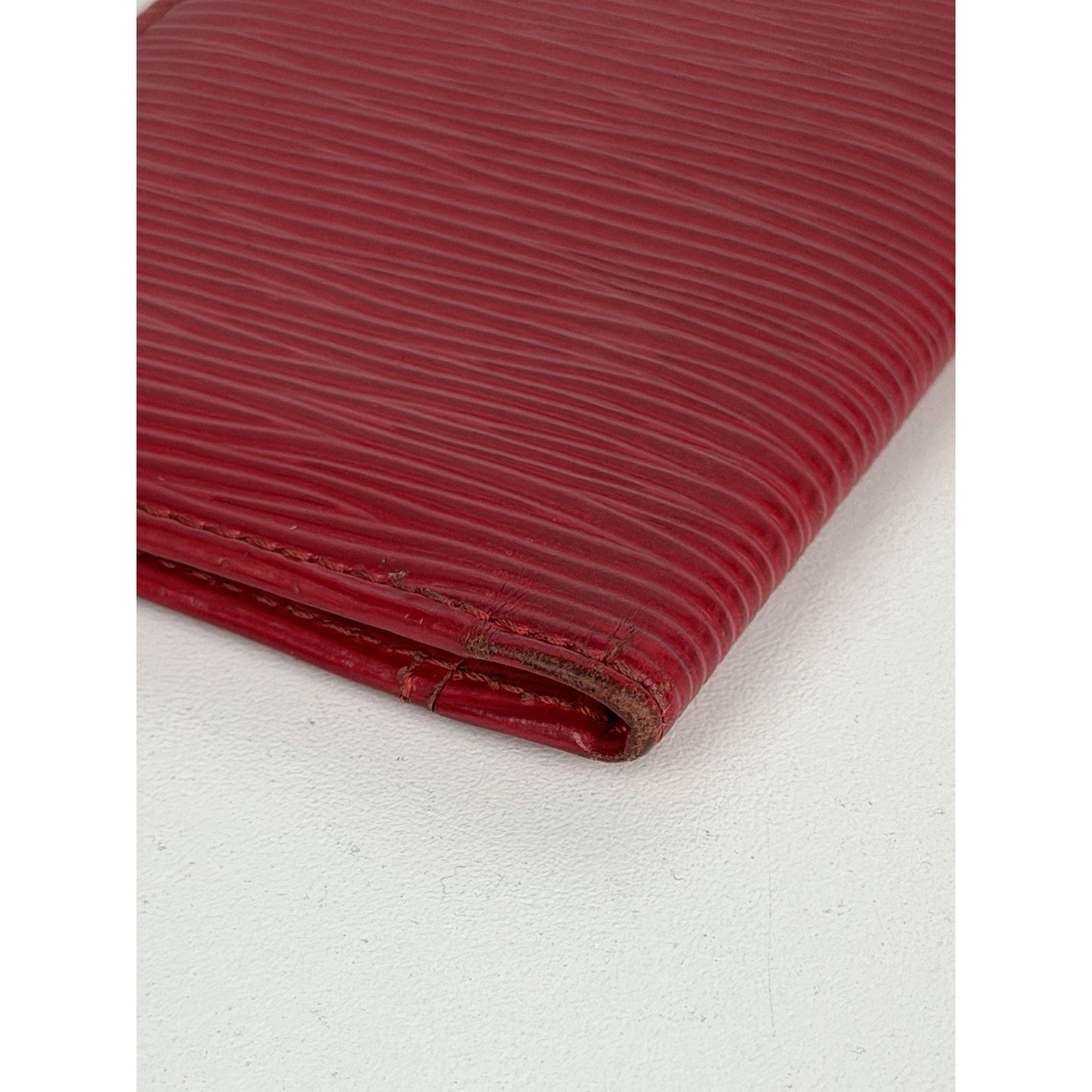 Louis Vuitton Pocket Organizer Card Holder Wallet Red Epi Leather 2005