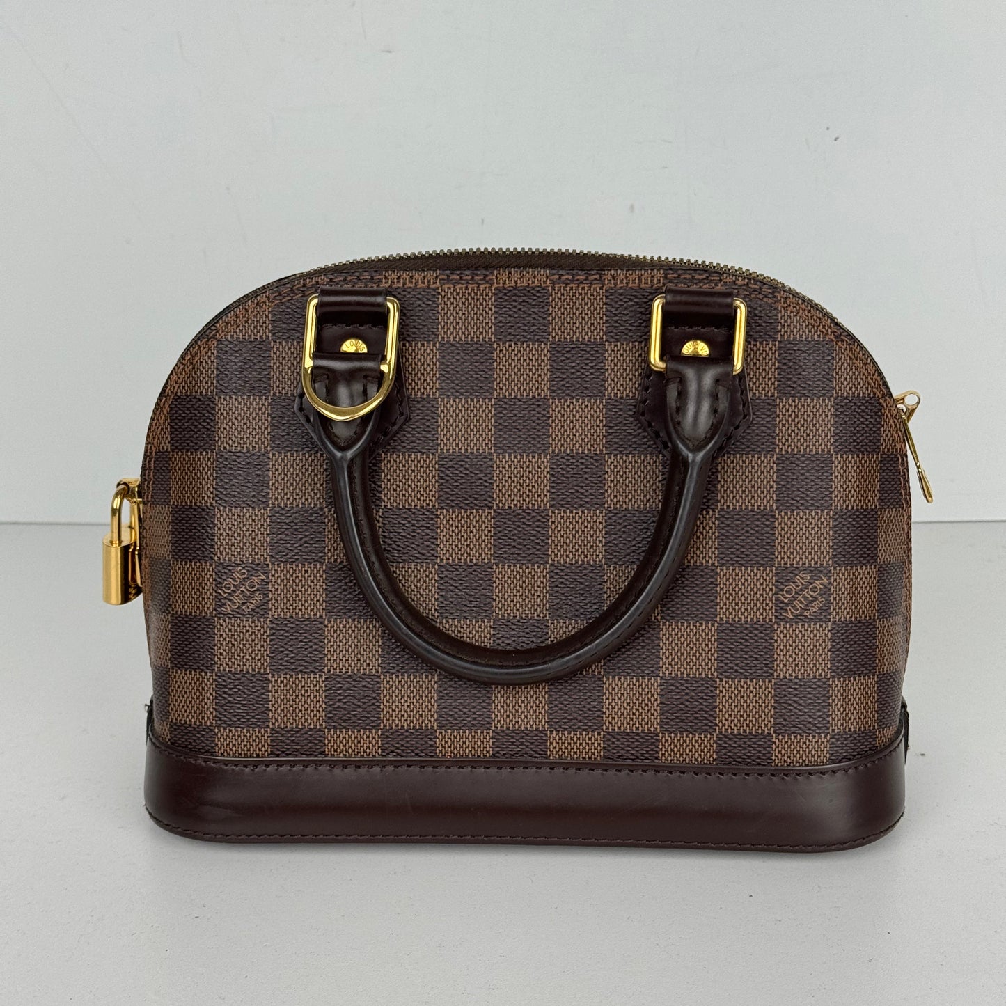 Louis Vuitton Alma BB Handbag in Damier Ebene Coated Canvas with Brown Leather Trim 2020 YS15