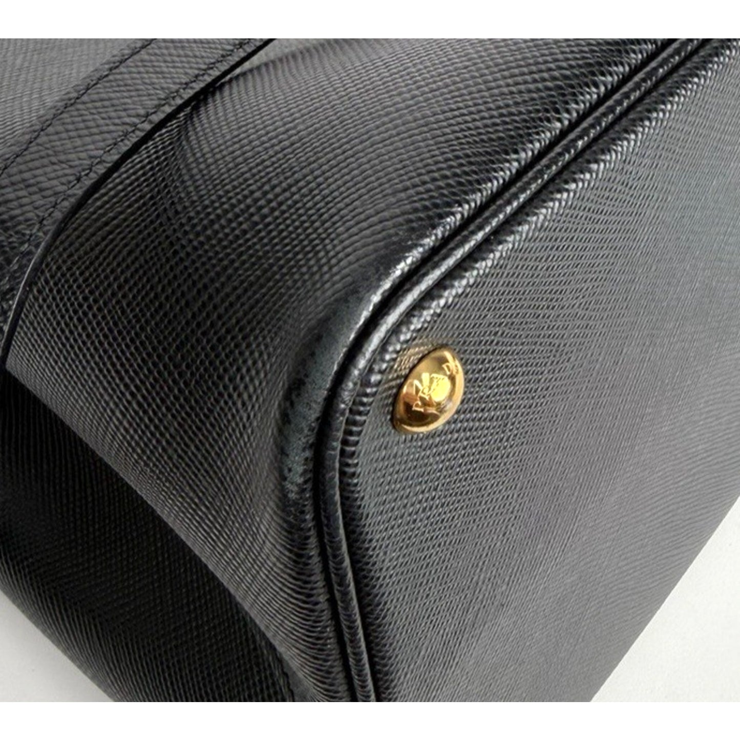 Prada Double Handle Signature Saffiano Leather Bag Large Tote in Black S07