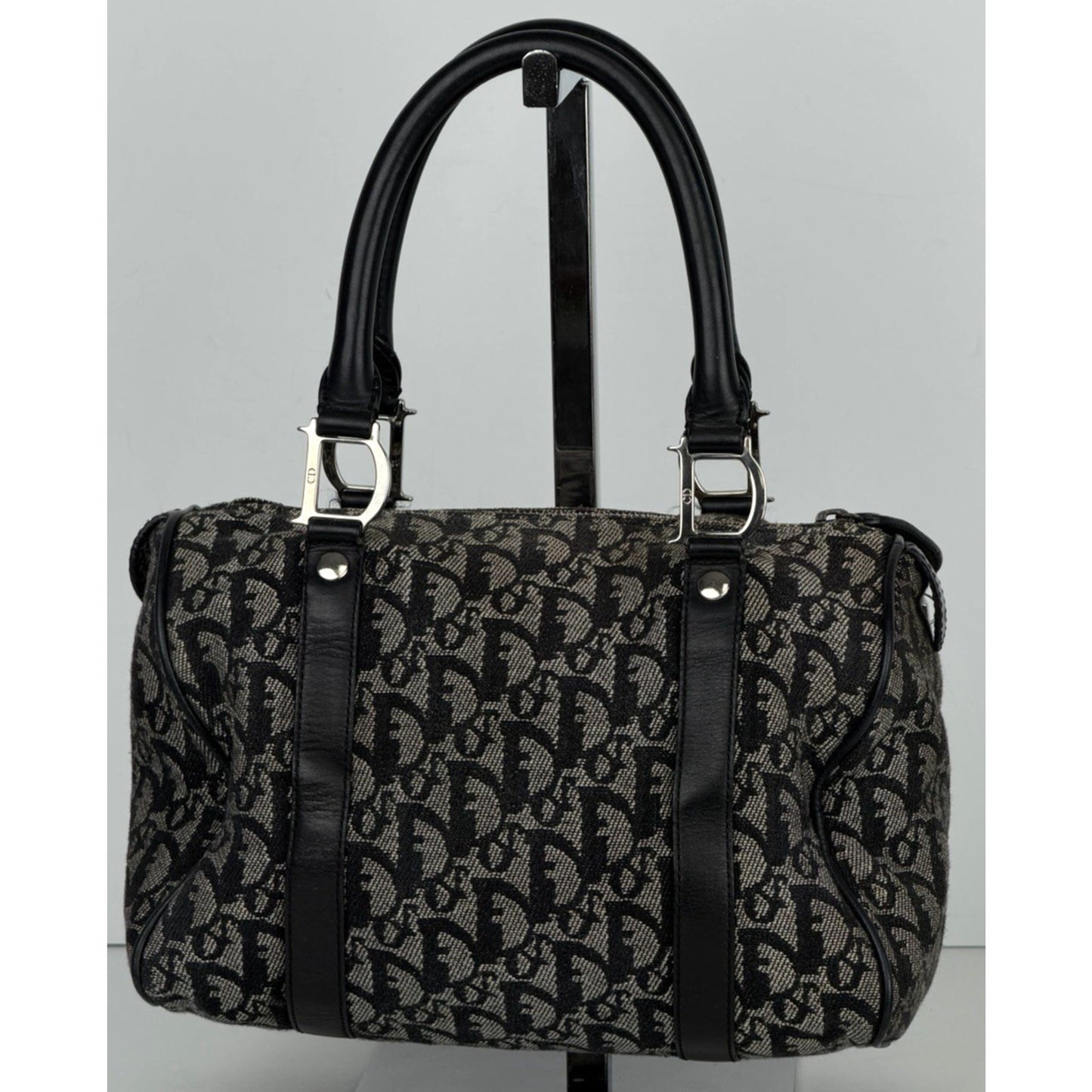 Christian Dior Trotter Boston Small Bag in Black Monogram Canvas 2002 S