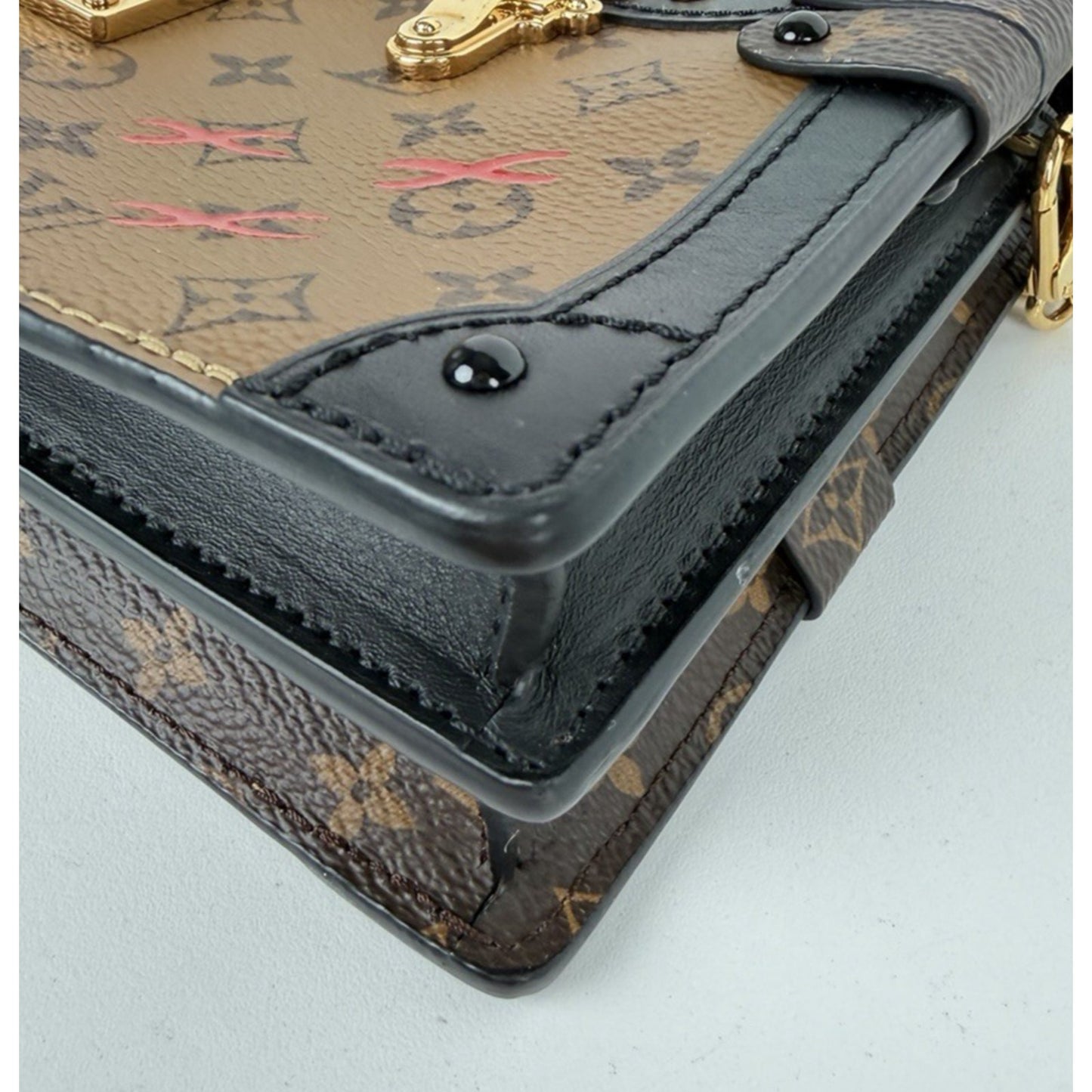 Louis Vuitton Trunk Clutch Bag in Reverse Monogram Coated Canvas NFC D2