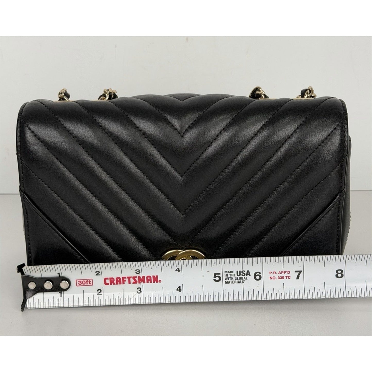 Chanel Flap Bag Chevron Statement Mini in Black Calfskin Leather 2019 C6