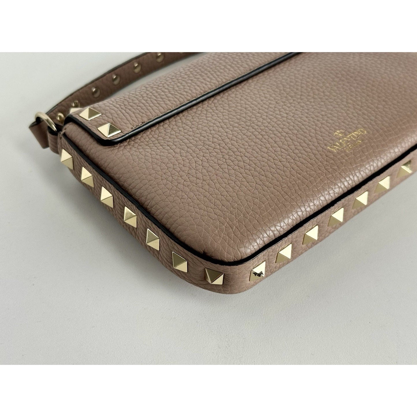 Valentino Rockstud Top Handle Mini Bag in Pastel Pink Grained Leather B-1