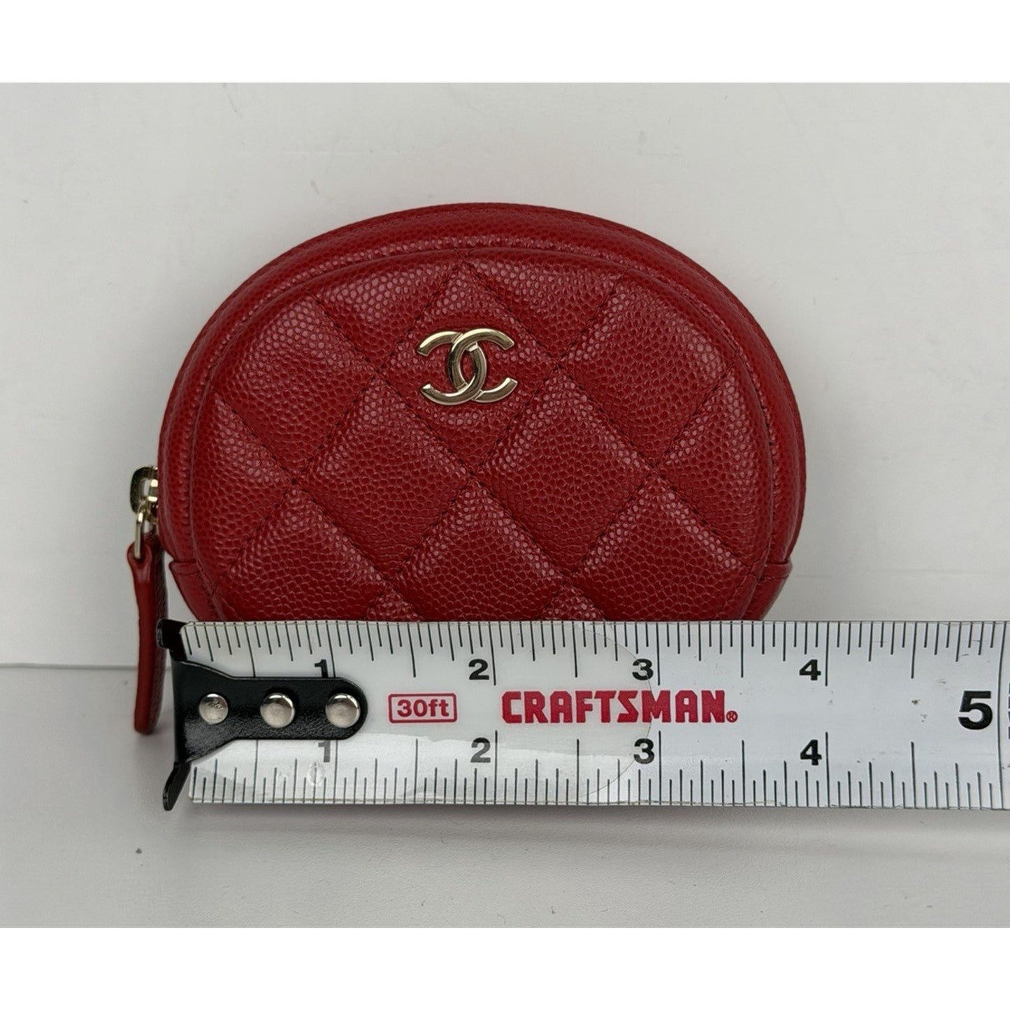 Chanel Round Coin Purse Red Quilted Caviar Leather & Gold-tone Hardware 2019 K2