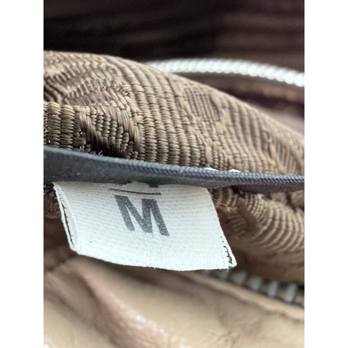 Prada Nappa Gaufre Satchel Shoulder Bag in Beige Leather Silver-Tone Hardware S7