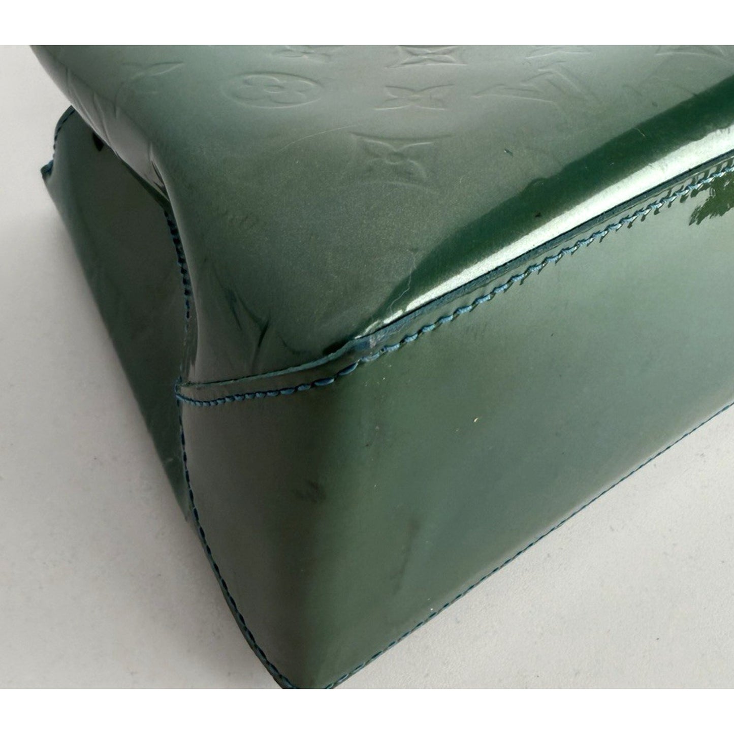 Louis Vuitton Wilshire PM Handbag Green Monogram Vernis Patent Leather S