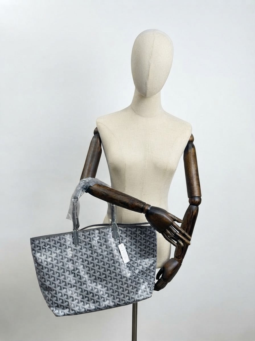 Goyard Saint Louis PM Tote Bag in Gray Goyardine Coated Canvas YD-6