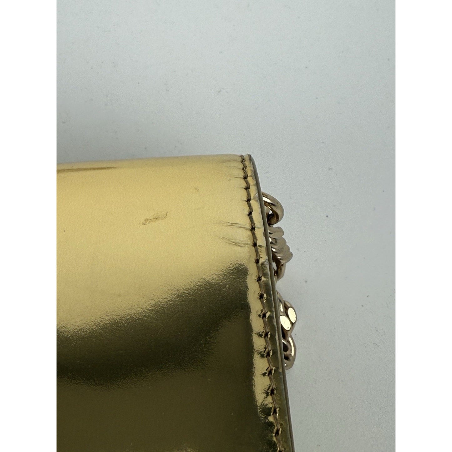 BALENCIAGA Hourglass Mirror Wallet On Chain Bag in Gold