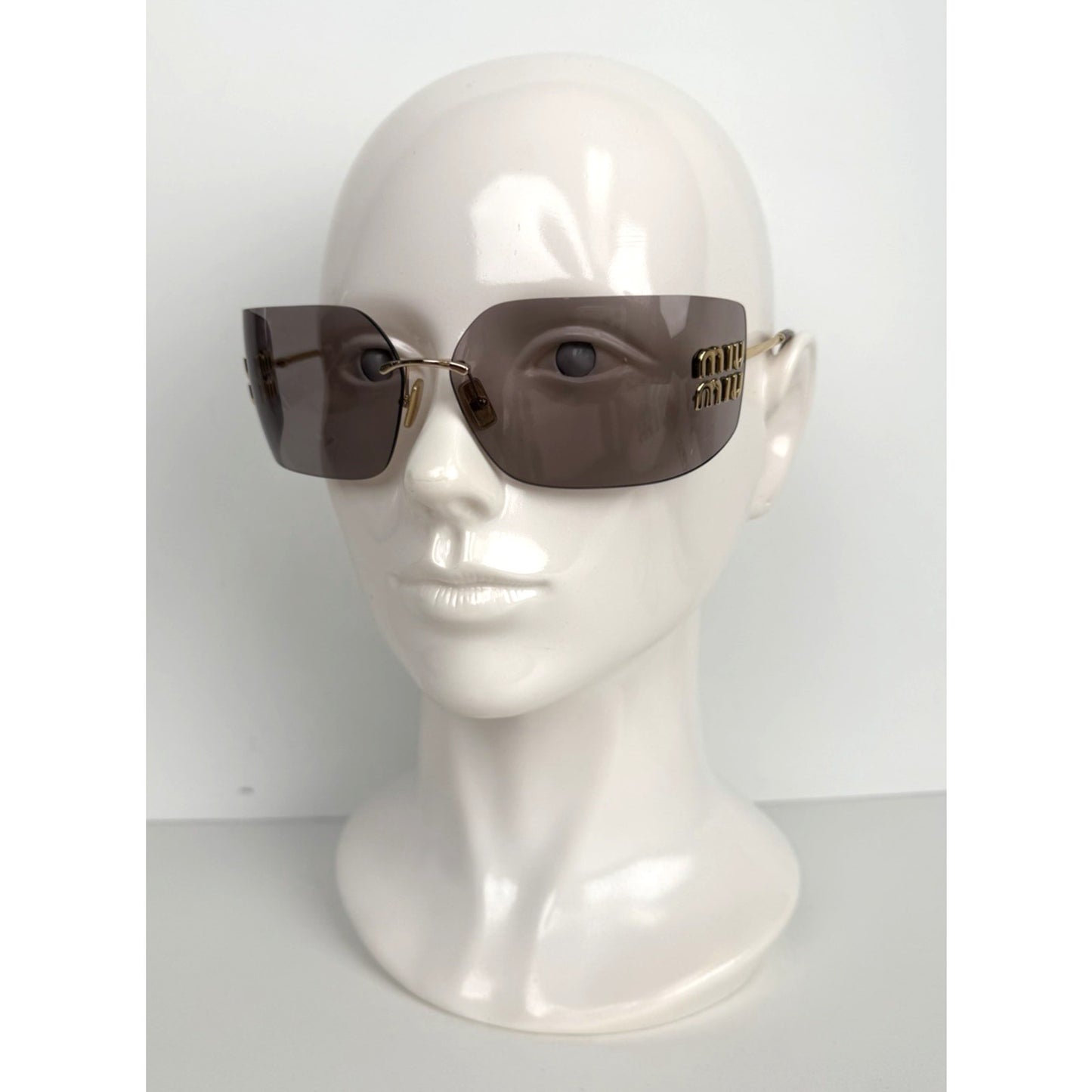 Miu Miu Aube MU 54YS Sunglasses in Gold-Tone Frame & Mauve Lenses S
