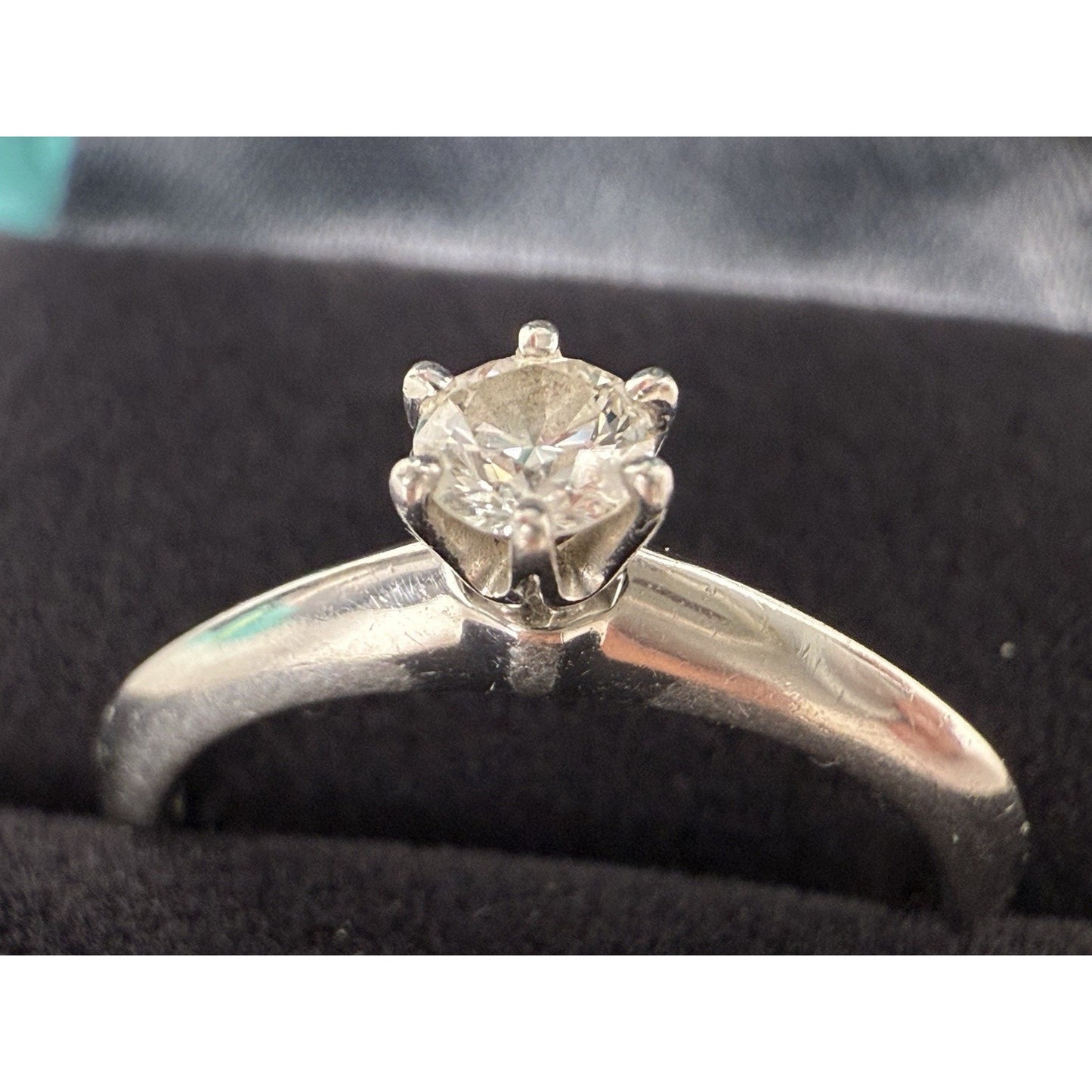 Tiffany & Co Platinum Diamond Engagement Ring 0.15 Carat Brilliant Cut Size 4.75