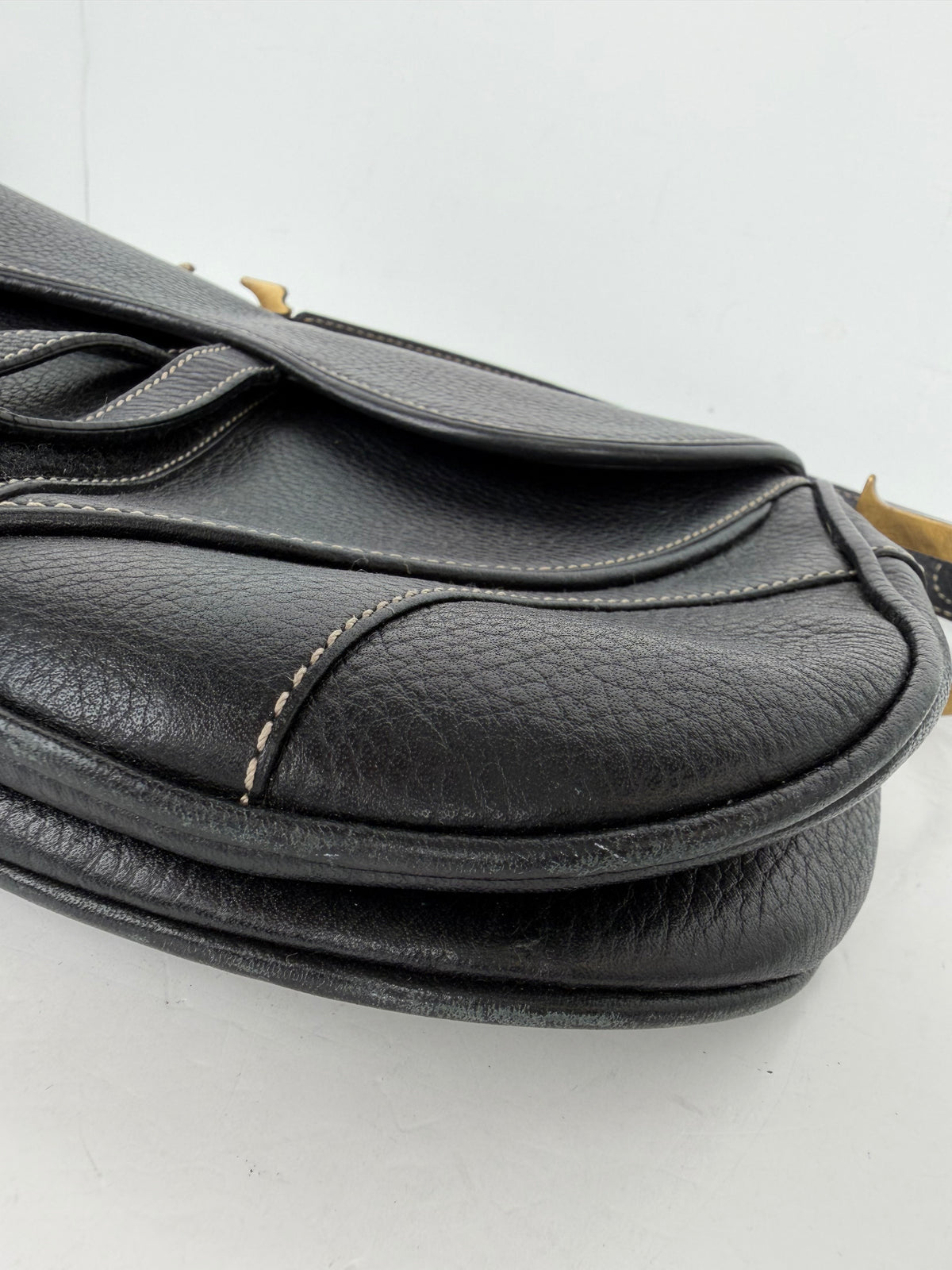 Christian Dior Double Saddle Bag in Black Leather YF1