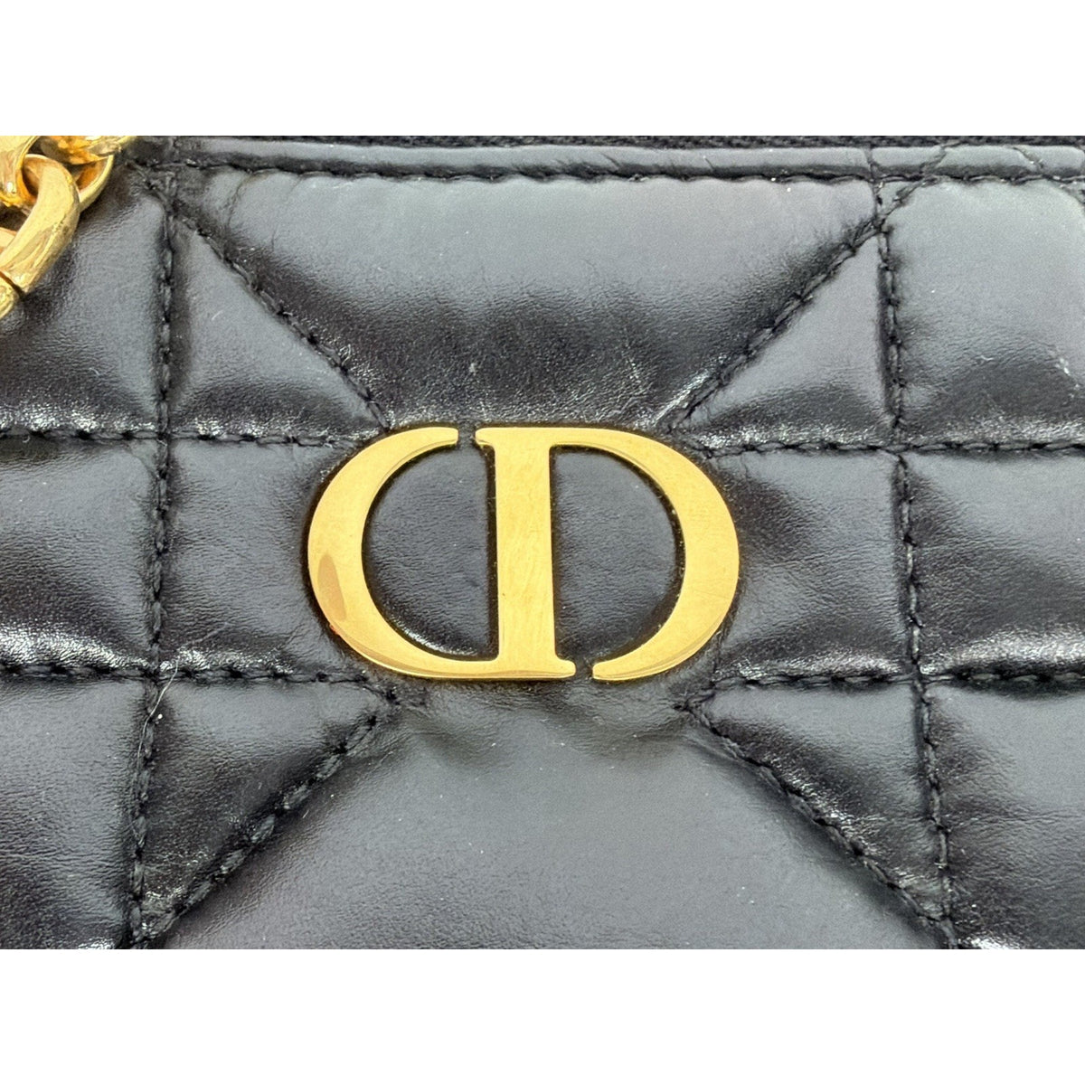 Christian Dior Caro Box Shoulder Bag in Black Quilted Macrocannage Leather E2
