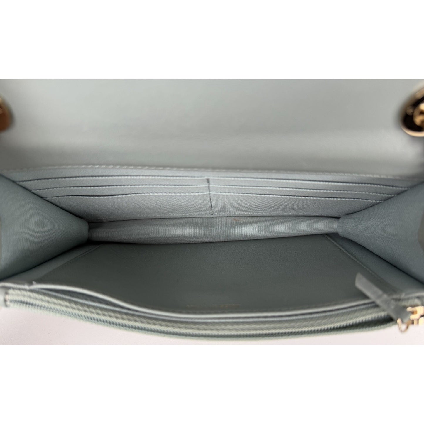 Chanel Lambskin Quilted CC Pearl Crush Wallet on Chain in Grey NFC E2