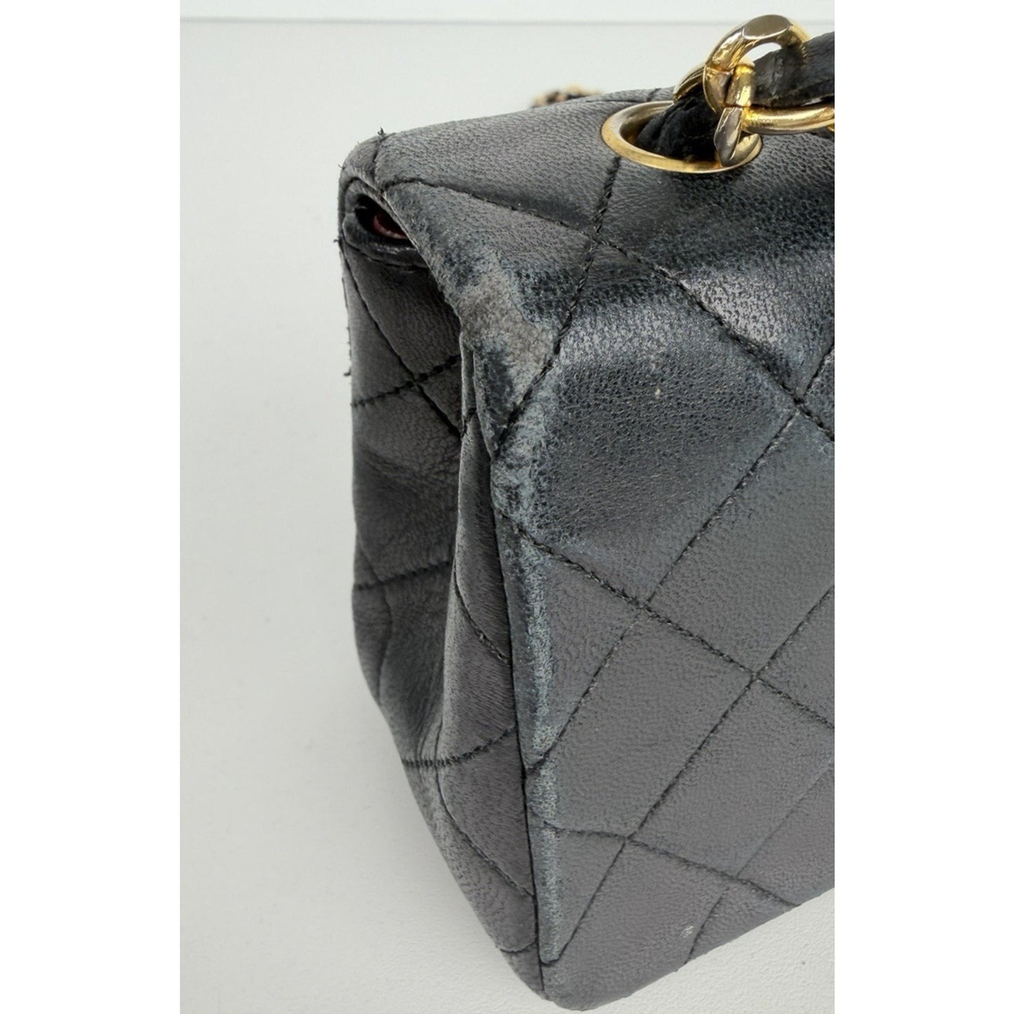 Chanel Mini Single Flap Bag Black Quilted Lambskin Leather 1989-1991 U2