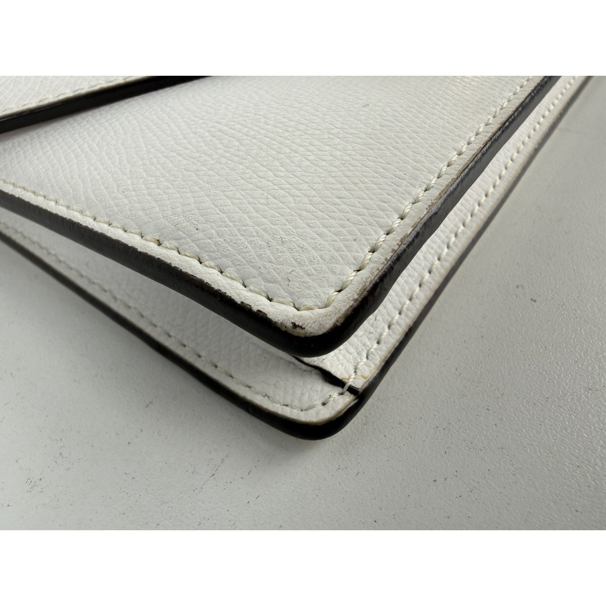 Fendi F is Fendi Envelope Wallet on Chain Crossbody Bag in White Leather S-08