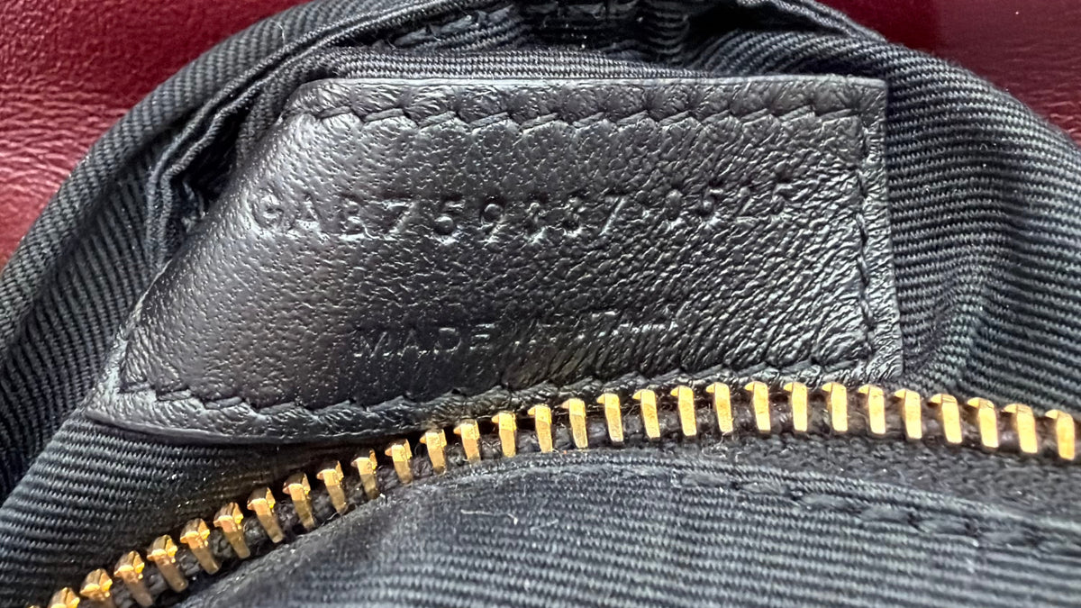 Saint Laurent Toy Puffer Shoulder Bag in Burgundy Lambskin Leather