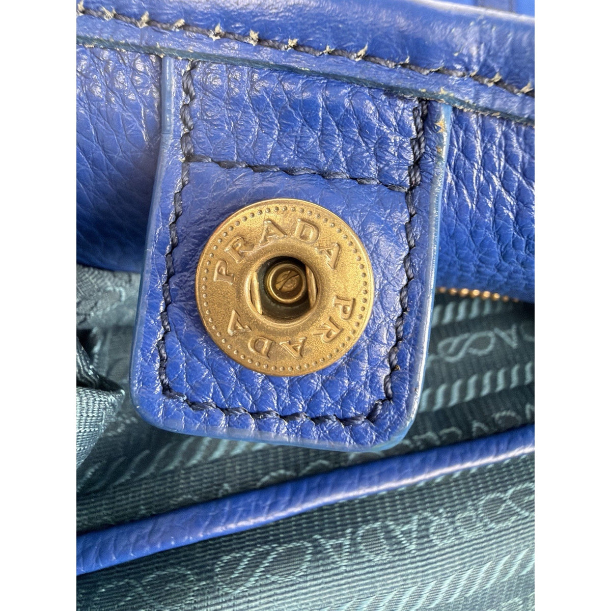 Prada Tessuto Convertible Small Tote Shoulder Bag in Blue Nylon&Saffiano S10