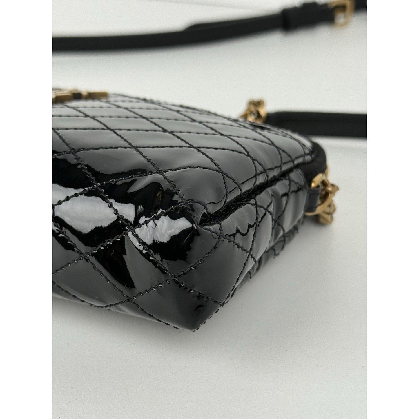 Saint Laurent Gaby Black Patent Leather Chain Strap Crossbody Women's Bag