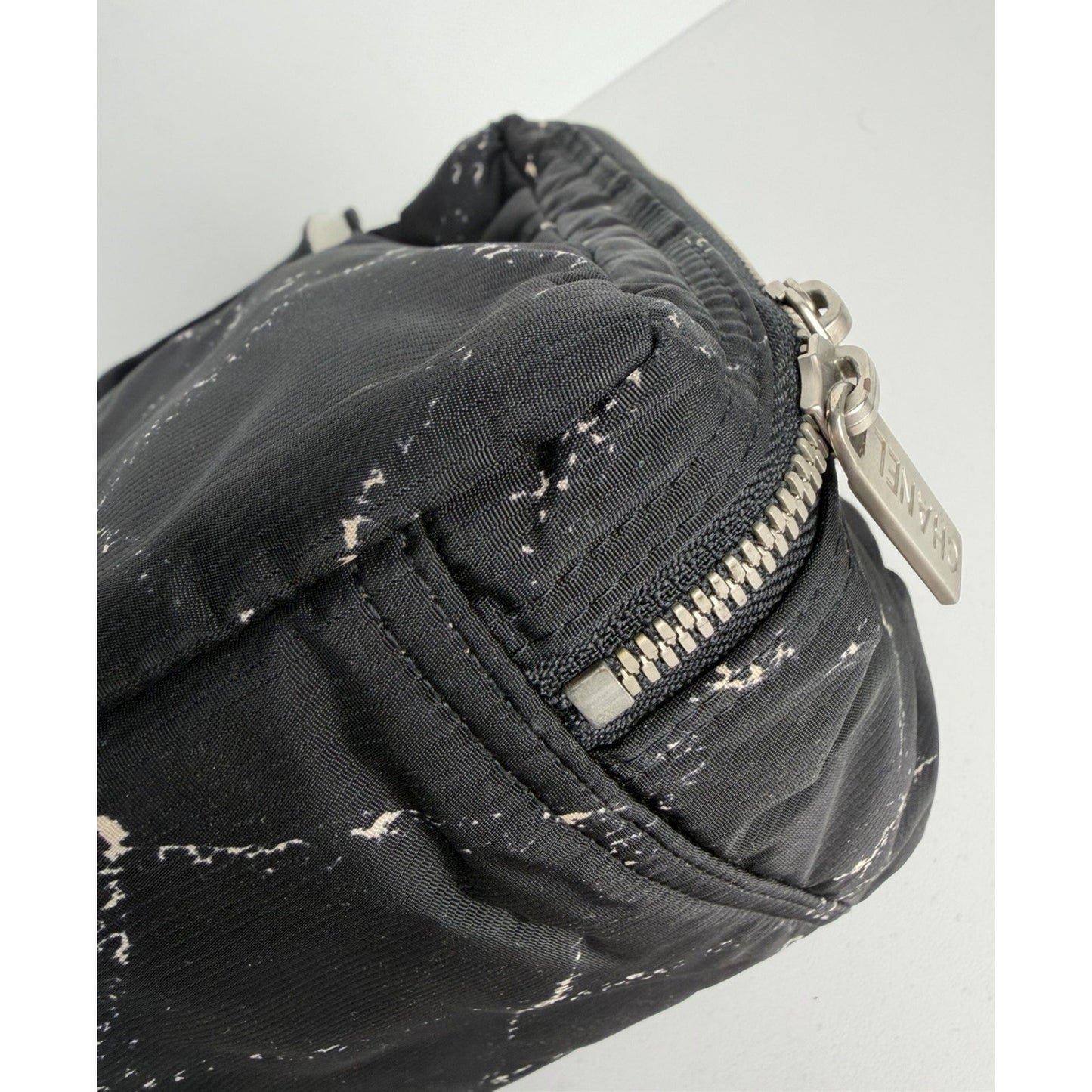 Chanel Travel Ligne Boston Vintage Duffle Bag in Black Printed Nylon 2000-2002 S