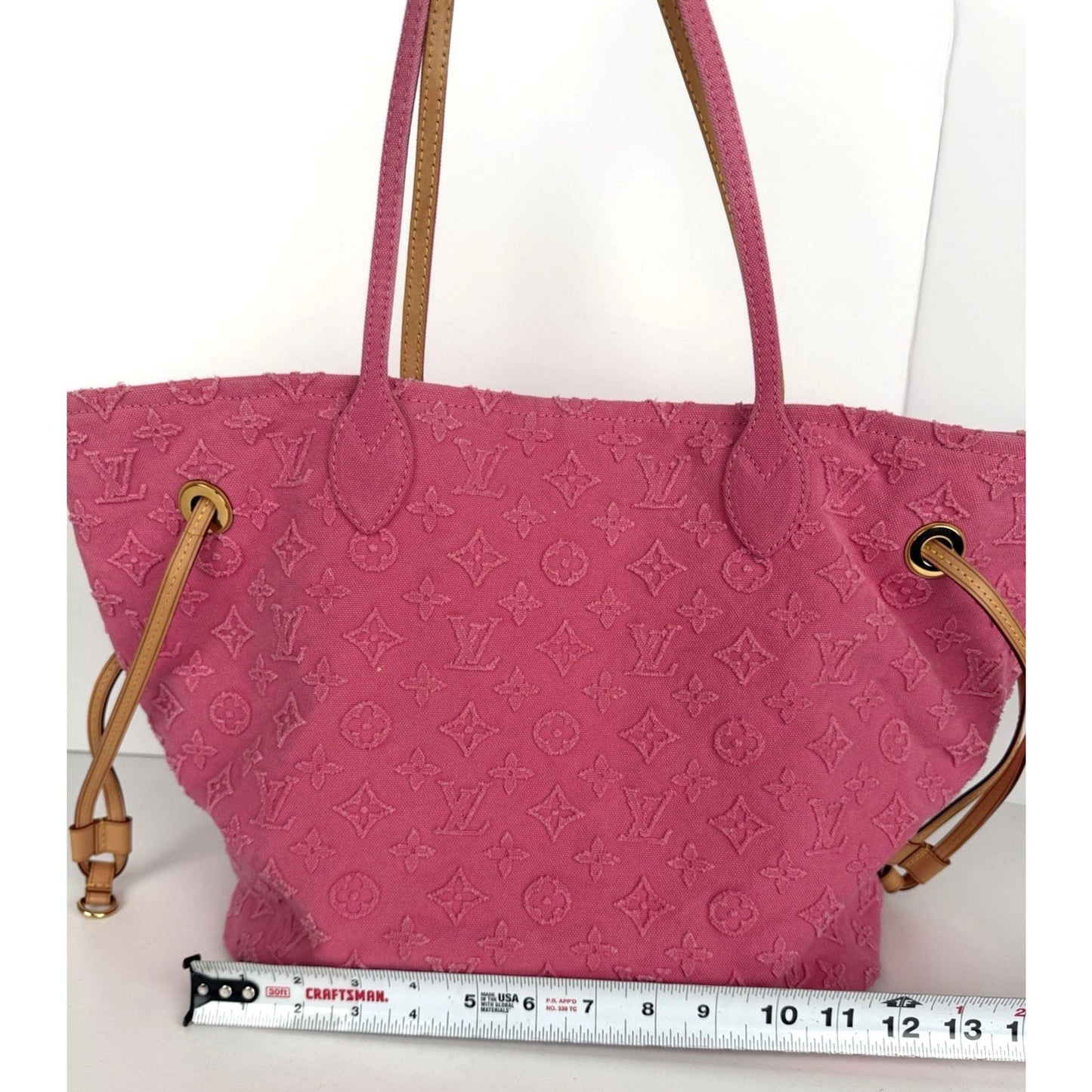 Louis Vuitton Neverfull MM Monogram Stonewashed Denim Tote Pink (2012) S10