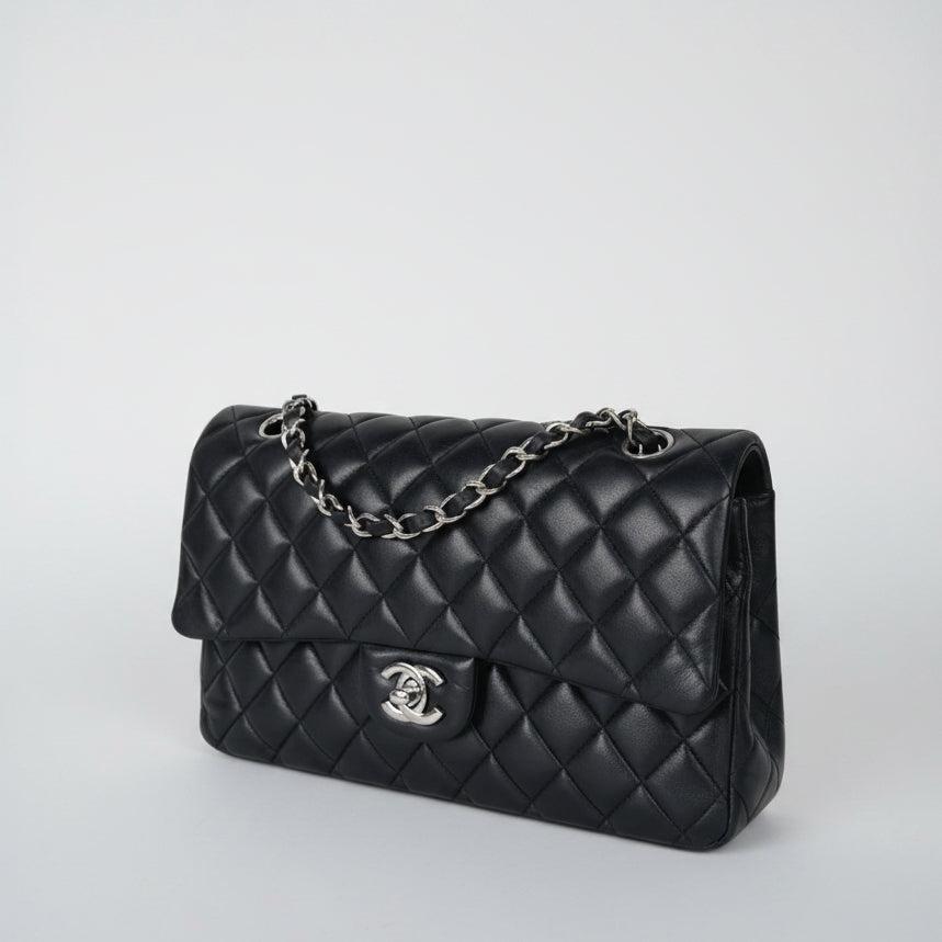 Chanel Classic Double Flap Bag Medium in Black Quilted Lambskin Leather 2018 C-5