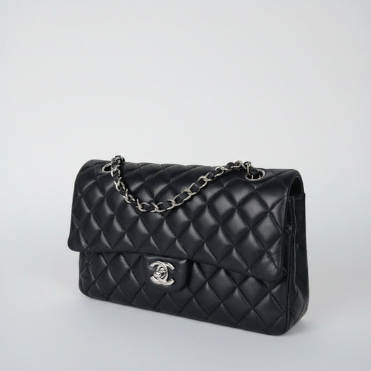 Chanel Classic Double Flap Bag Medium in Black Quilted Lambskin Leather 2018 C-5