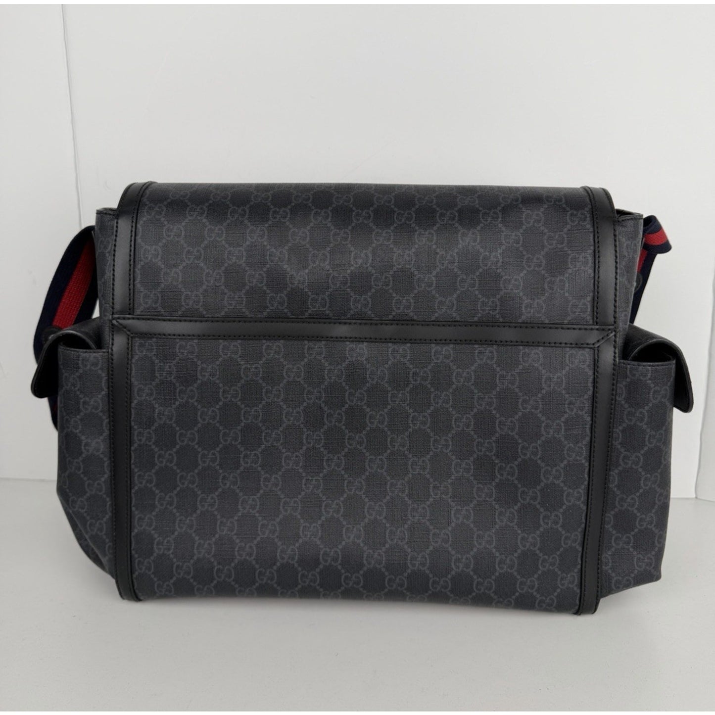 Gucci Diaper Changing Bag Large in Black GG Supreme Monogram Coated Canvas S
