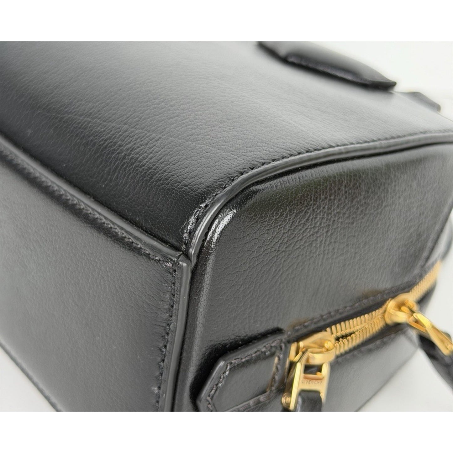 Givenchy Nano Antigona Cube Top Handle Bag in Black Shiny Leather