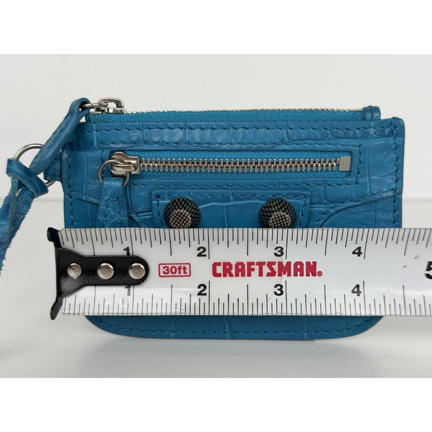 Balenciaga Le Cagole Coin Purse in Croc-Embossed Leather