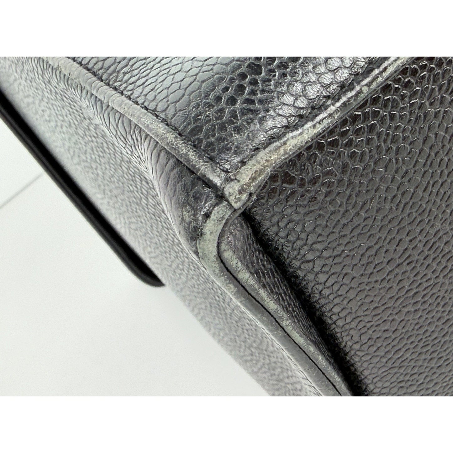 Chanel Vintage Vanity Case Cosmetic Bag Black Caviar Leather (1991-1994)