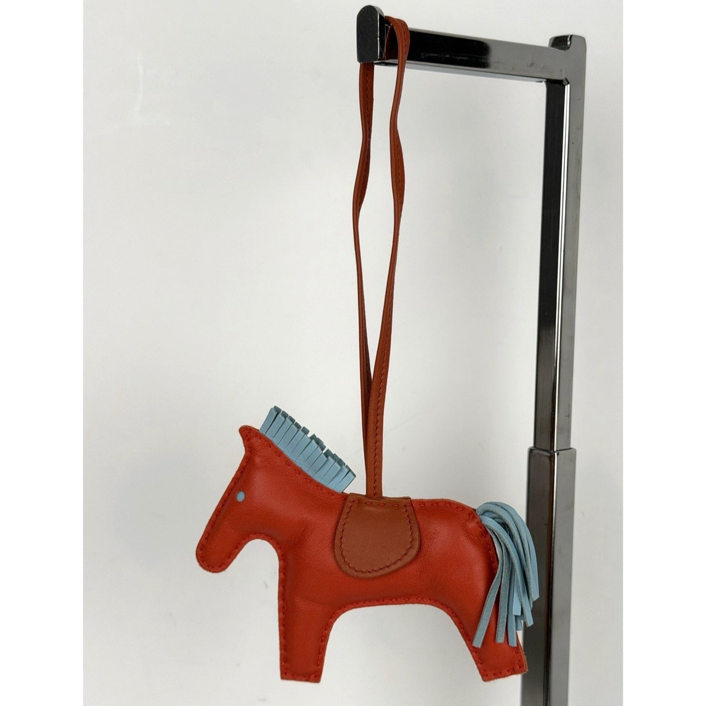 Hermes Rodeo Bag Charm MM in Capucine and Celeste Milo Lambskin Leather