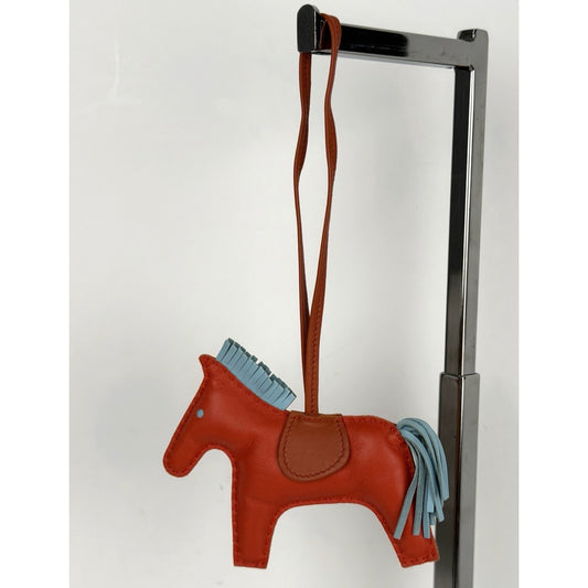 Hermes Rodeo Bag Charm MM in Capucine and Celeste Milo Lambskin Leather