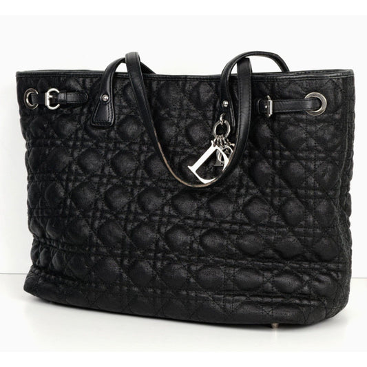 Christian Dior Panarea Tote Bag Medium in Black Cannage Canvas 2011 S