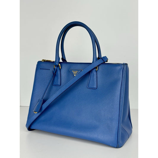 Prada Galleria Saffiano Leather Bag in Blue Leather with Gold Hardware D-4
