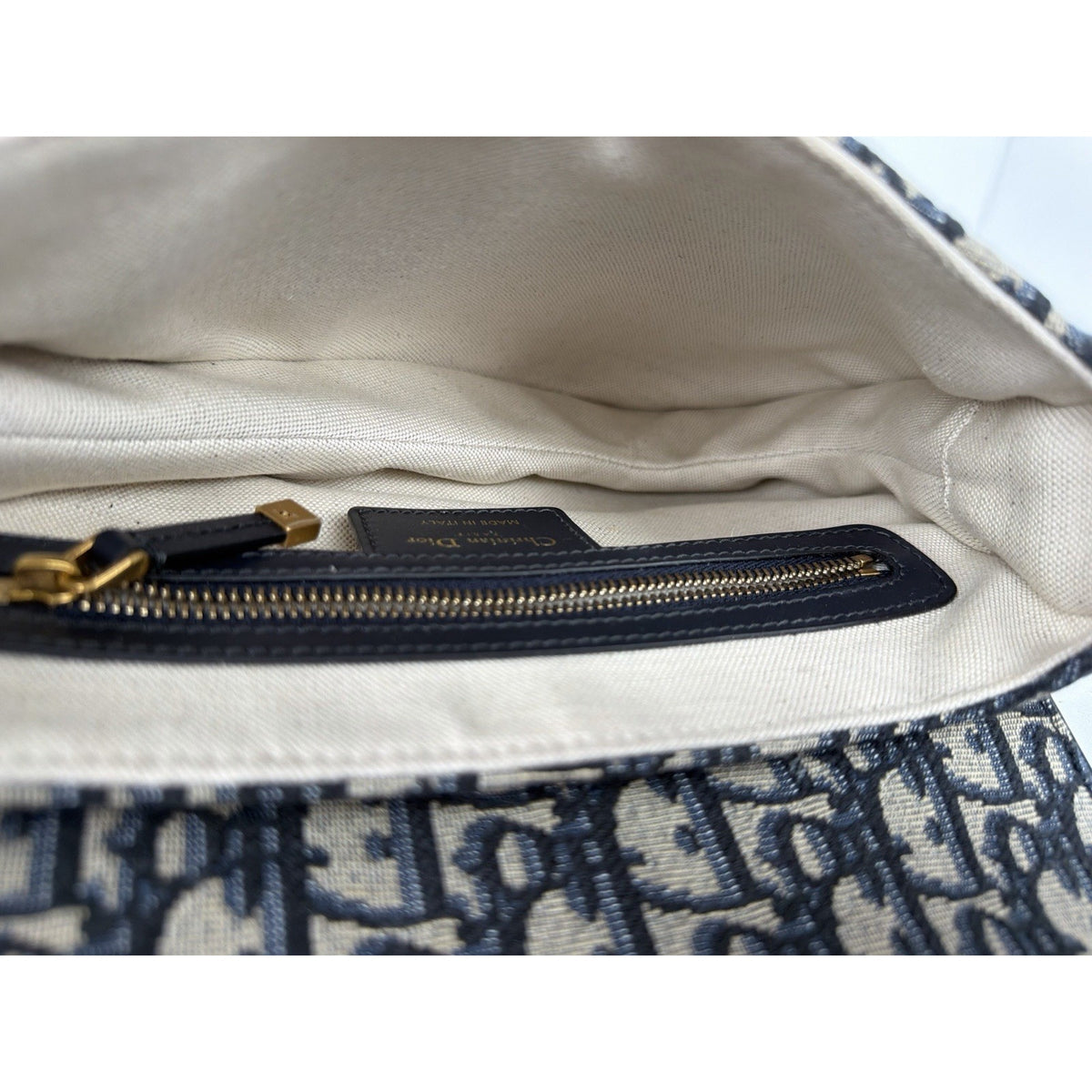 Christian Dior Blue Oblique Jacquard Saddle Medium Bag C-4