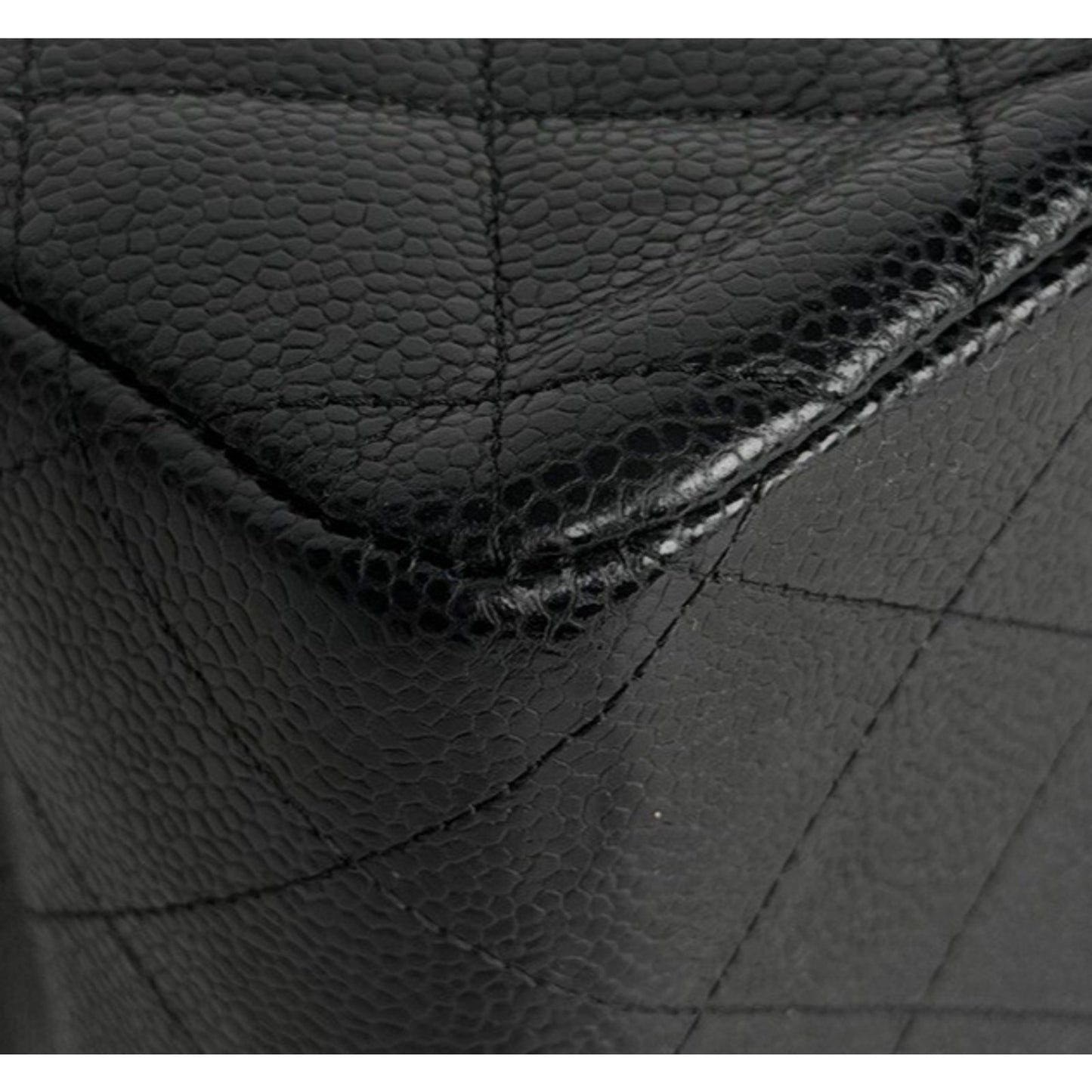 Chanel Classic Double Flap Jumbo Shoulder Bag Black Caviar Leather NFC F1