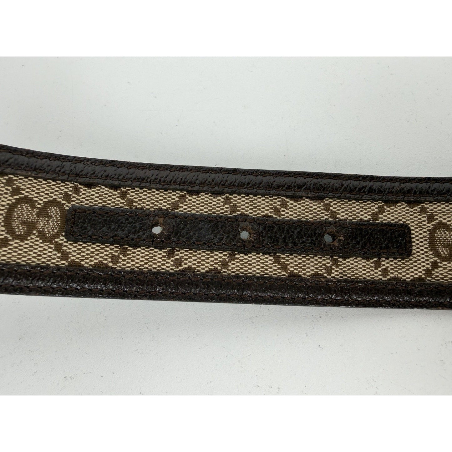 Gucci Interlocking G Belt Beige&Ebony GG Canvas & Dark Brown Leather Trim K1