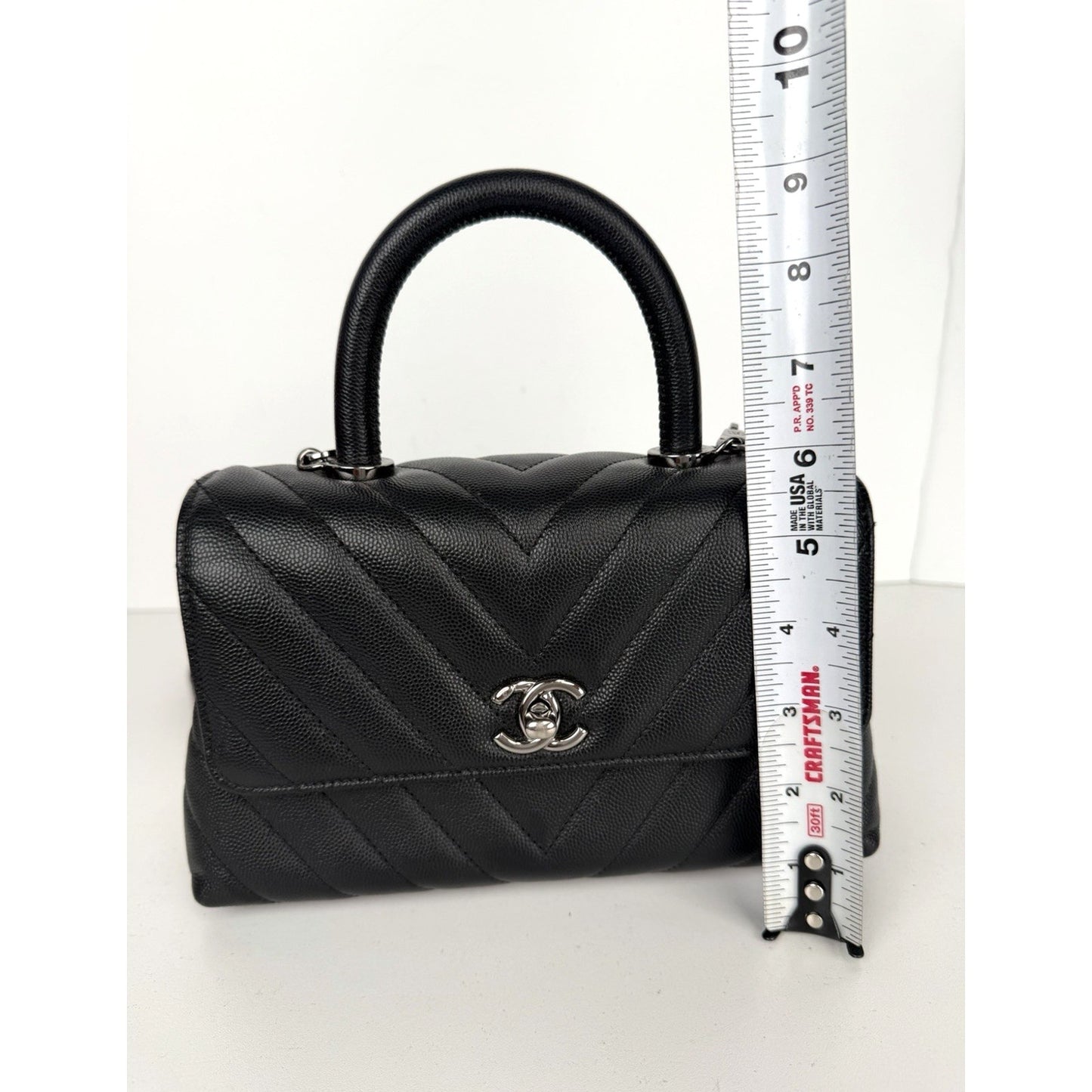 Chanel Coco Top Handle Bag XS With Chain Strap in Black Caviar Leather 2019 E-1