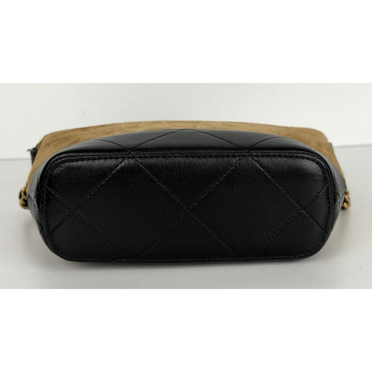 Chanel Coco Base Quilted Mini Hobo Clutch Bag with Chain in Brown Suede NFC E-3