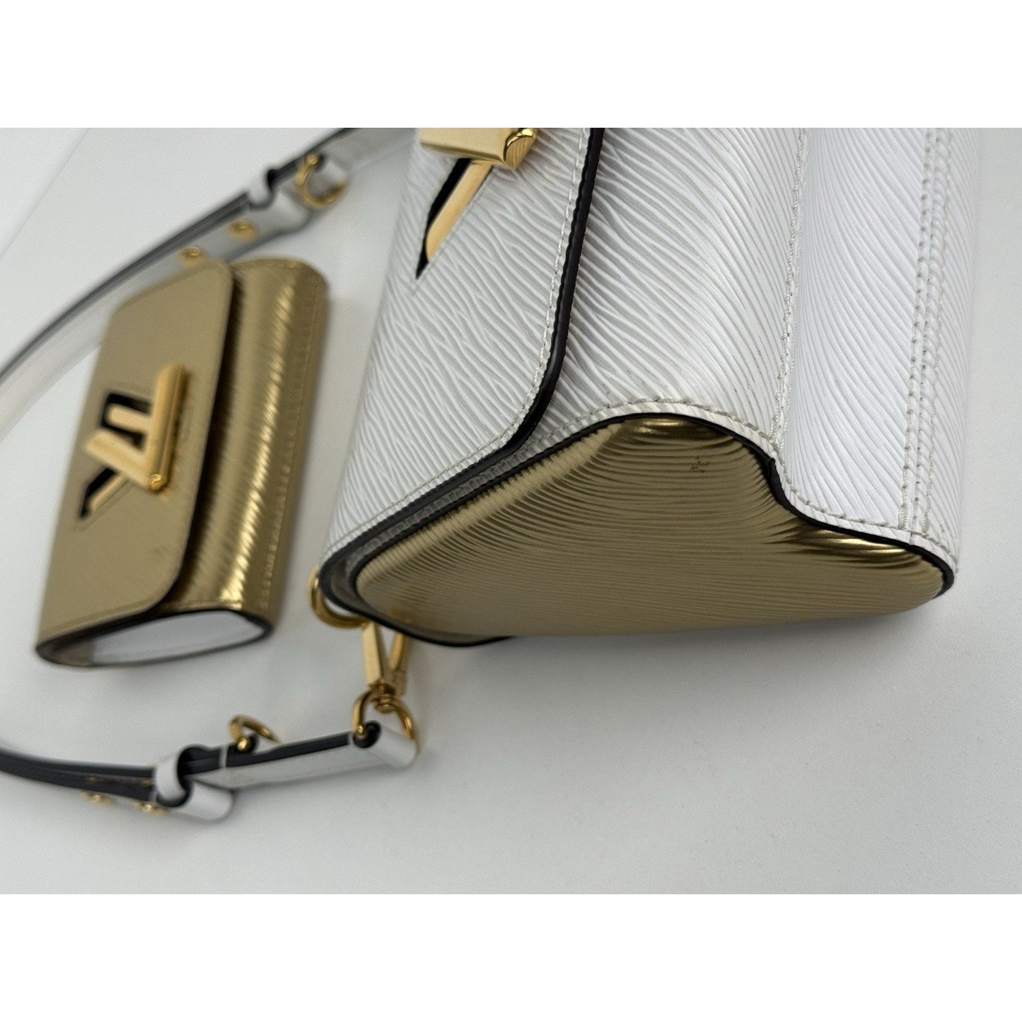 Louis Vuitton Twist PM and Twisty Epi Leather White and Gold