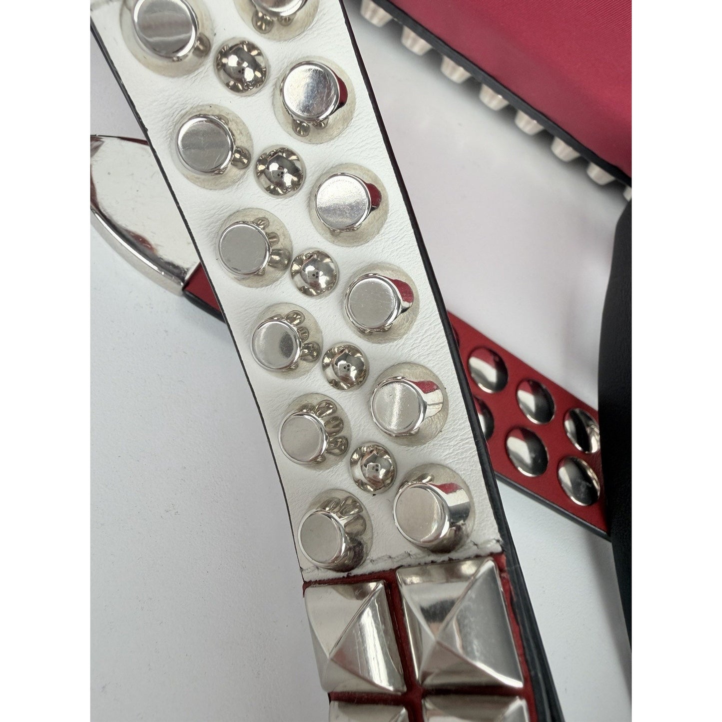 Prada New Vela Studded Messenger Medium in Cherry Red Nylon and Leather Trim S