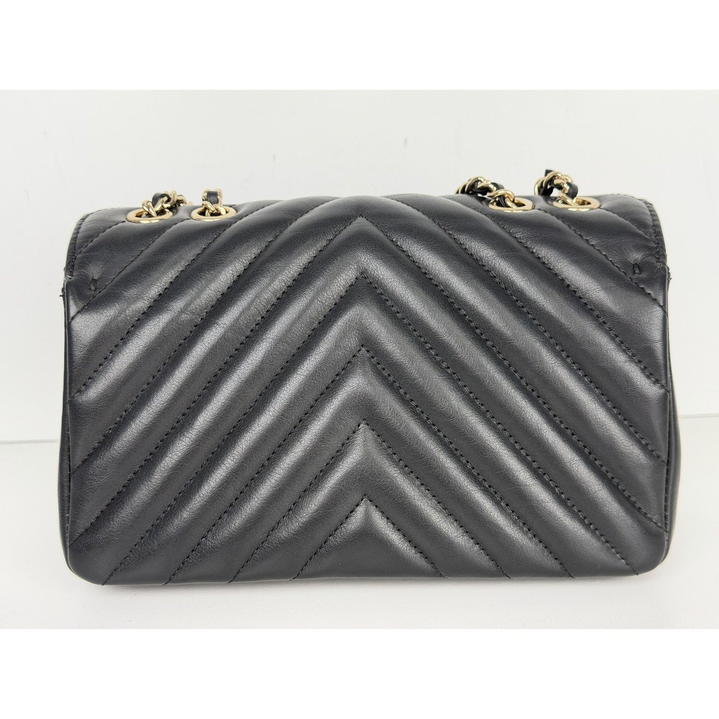 Chanel Flap Bag Chevron Statement Mini in Black Calfskin Leather 2019 C6