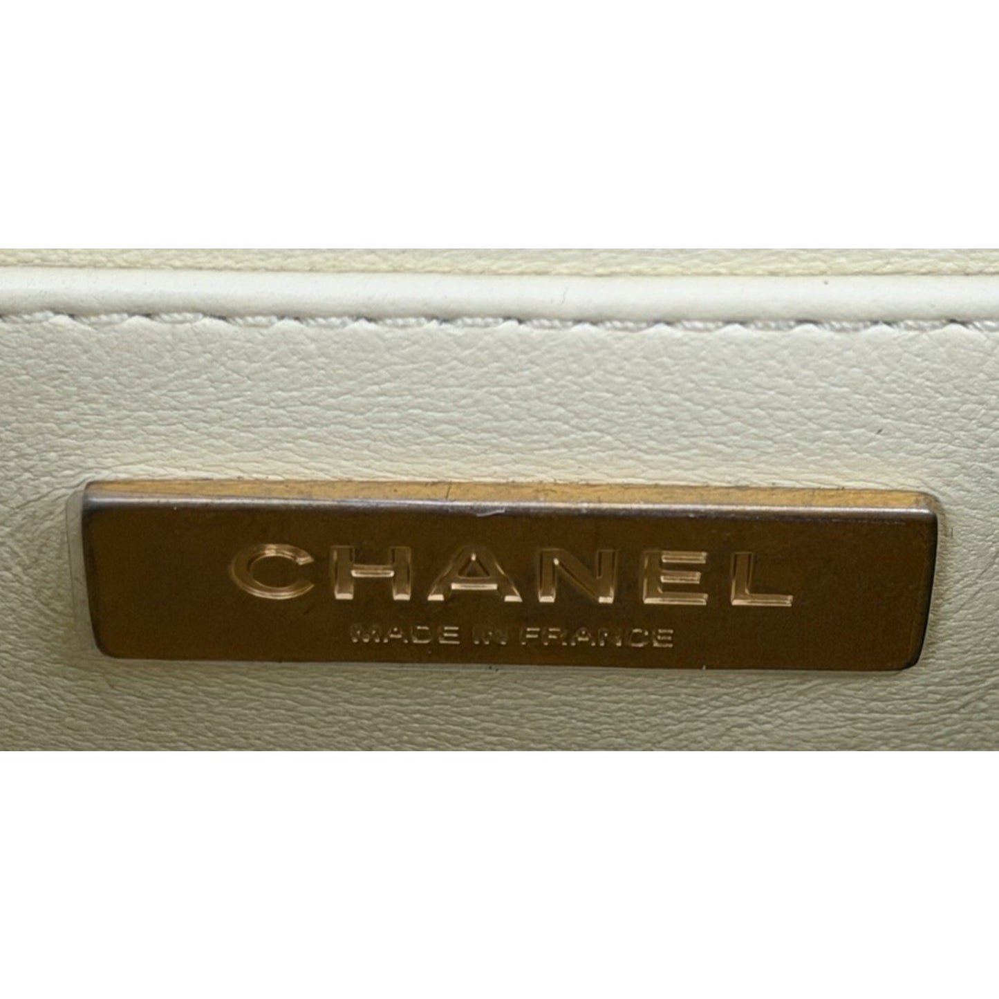 Chanel Crush Top Handle Mini Flap Bag in Pale Yellow or Ivory Leather D5