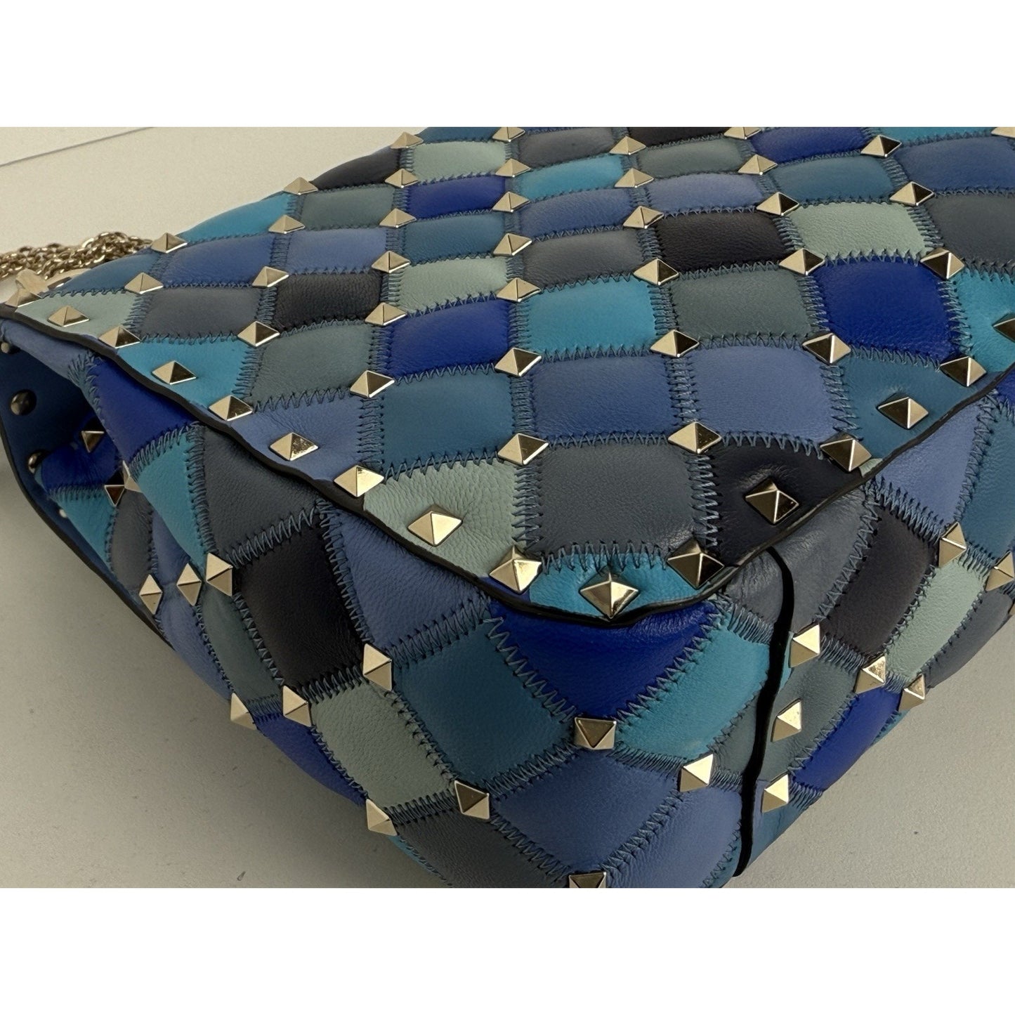 Valentino Garavani Lambskin Patchwork Medium Rockstud Spike Shoulder Bag Angel