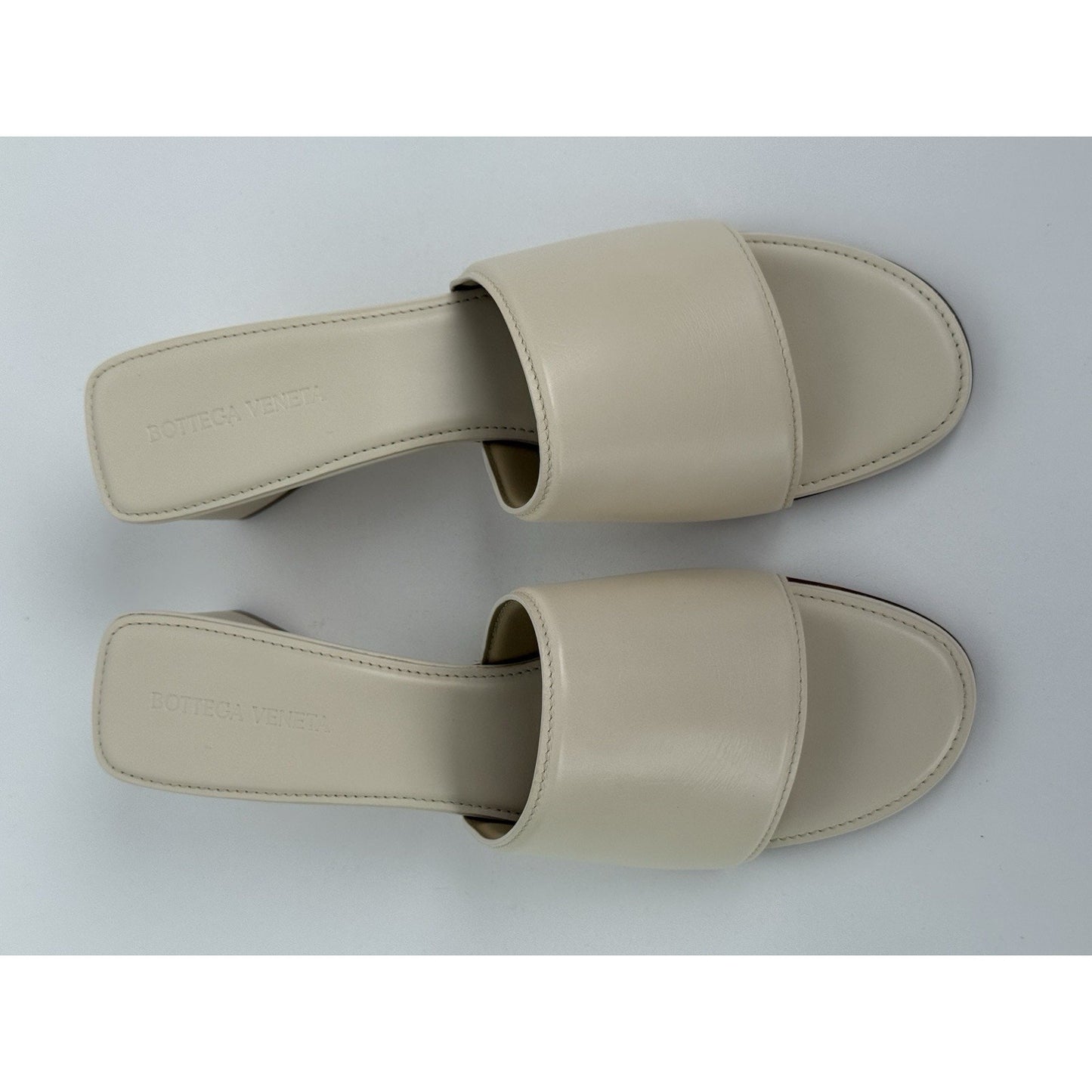 BOTTEGA VENETA Cream White Leather Sandals Mules Size 40