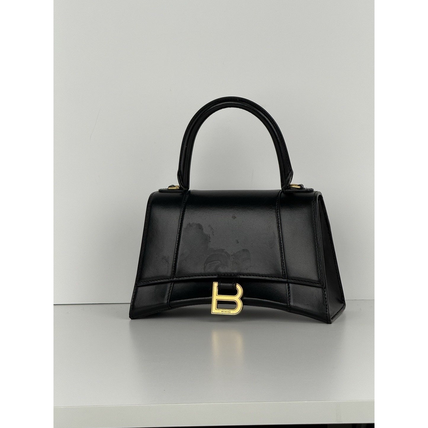 Balenciaga Hourglass Black Leather Top Handle Women's Bag