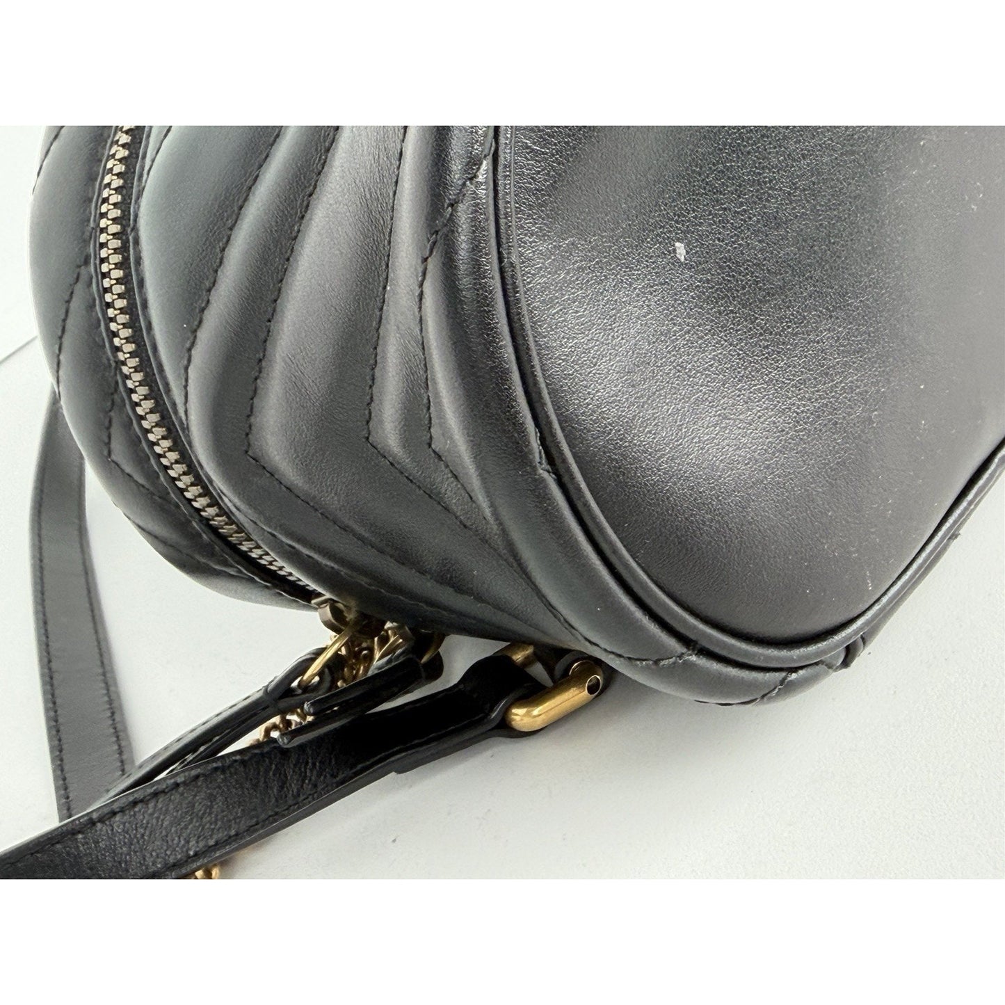 Gucci GG Marmont Vanity Mini Backpack in Black Quilted Matelasse Leather